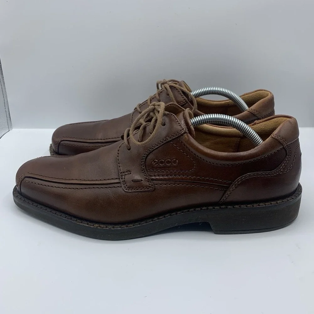 ECCO Men's Seattle Bicycle-Toe Oxford Brown Leather Sz 43 EU 9-9.5 US